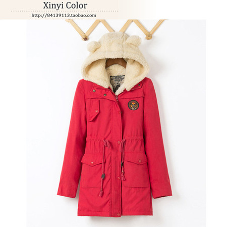 xinyi color拉夏贝尔潮棉衣甜美可爱耳朵帽子收腰夹棉保暖外套商品大图
