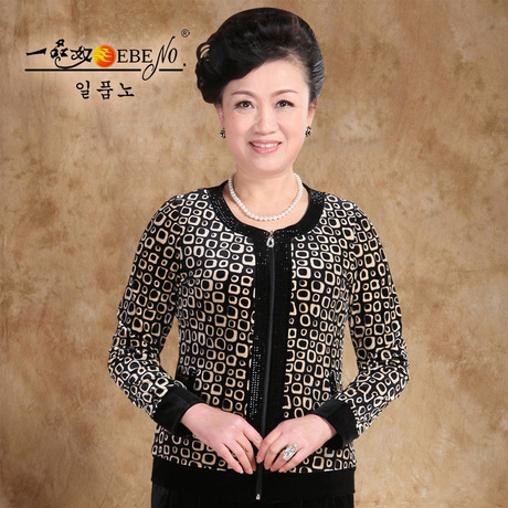 秋装新款中老年女装 韩版加大码丝绒拉链显瘦妈妈装外套商品大图