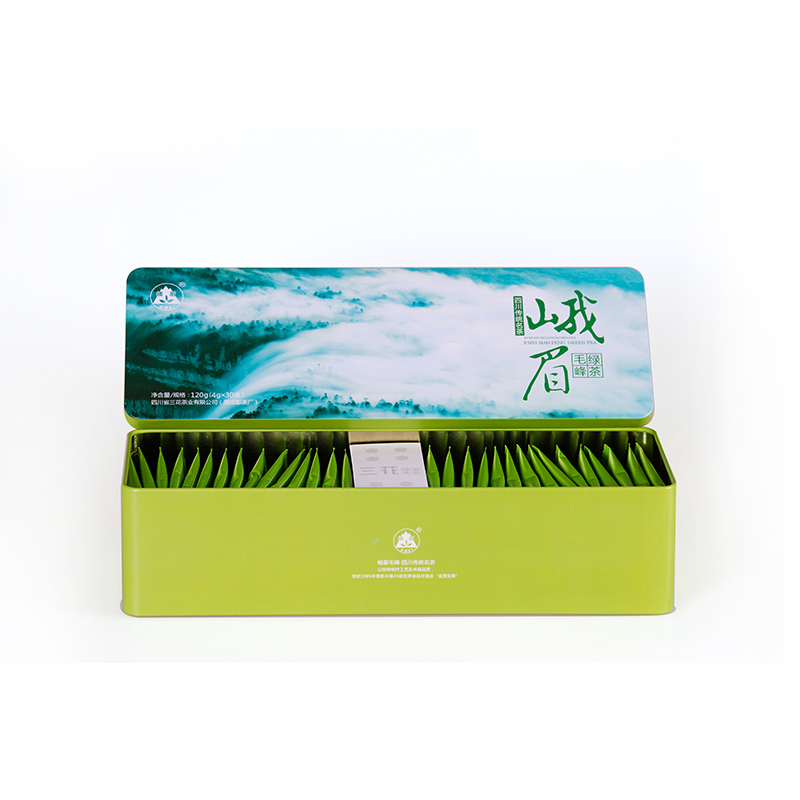 包邮汤色黄绿明亮独立包装铁盒120g峨眉毛峰绿茶三花茶叶