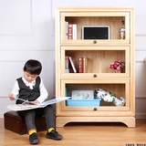 实木书柜带门自由组合书柜美式简约收纳置物架书橱儿童书柜带玻璃