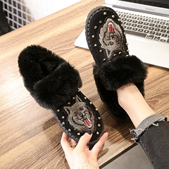 雪地靴女皮毛一体2018秋冬新款短筒短靴加厚保暖平底鞋子女鞋棉鞋