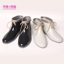 包邮时尚新款绑带装饰短筒雨鞋春秋低跟水鞋女鞋雨靴配鞋垫