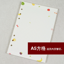 A5方格彩色活页替换内芯 韩版文具记事本6孔笔记本手帐替换活页纸
