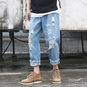 原创潮男日系复古水洗牛仔裤