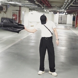 24自制 时髦男士宽松 阔腿裤显腿长直筒金属腰带休闲西裤os走秀款