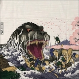 又到樱花烂漫时~富岳三十六景 大怪兽 日本浮世绘 日式竹节棉T恤