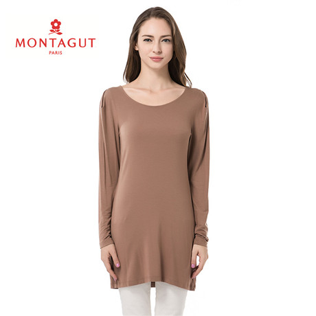 Montagut/梦特娇秋季新品休闲圆领针织衫 女士简约针织套头长衫商品大图