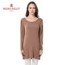 Montagut/梦特娇秋季新品休闲圆领针织衫 女士简约针织套头长衫图片