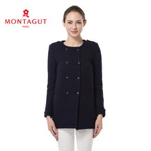 Montagut 梦特娇 冬季羊毛混纺女装圆领棉服外套 女士双排扣棉衣图片