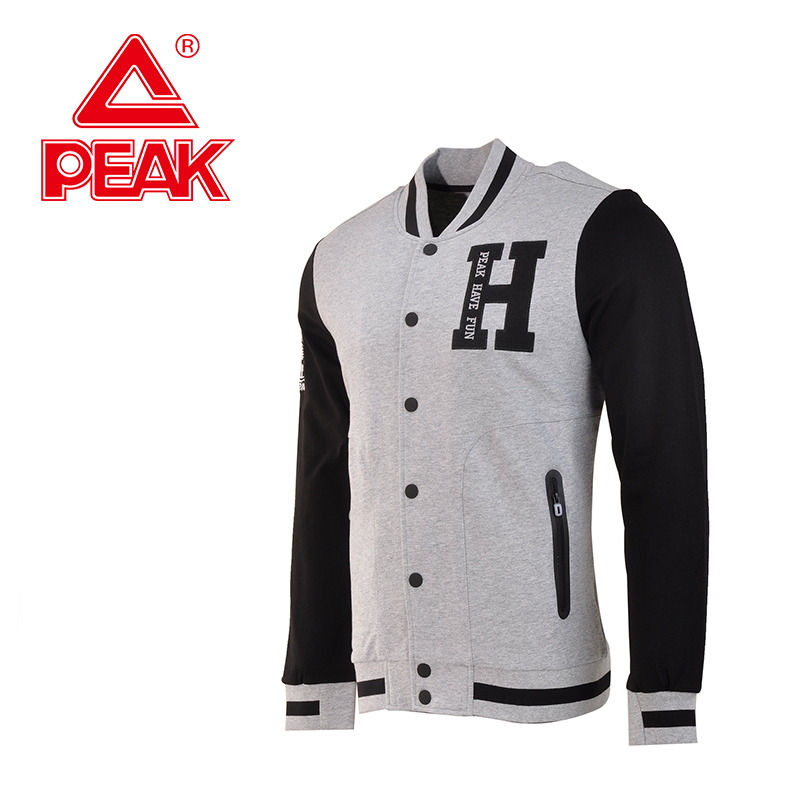 PEAK Sports Sweater Men's Autumn New Pullover Fashion Letter Stand Collar Cardigan Warm Sportswear