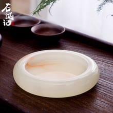 玉石烟灰缸创意个性 礼品复古家居饰品茶几烟缸柏旃室摆件 石诚记