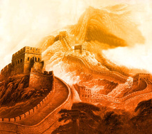 万里长城风景油画现代中式客厅装饰画风水画书房壁画办公室挂画芯