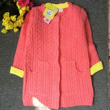 包快贝蕾地2014秋冬新款童装女大童长款开衫外套毛衣2色