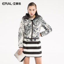 ERAL/艾莱依修身短款豹纹印染羽绒服休闲羽绒衣外套女2039B-QC图片