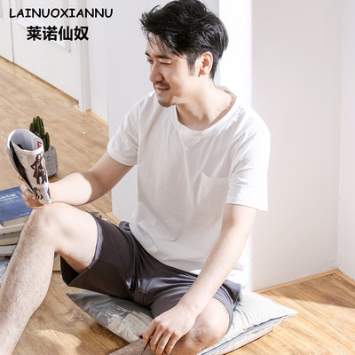 夏季纯棉男士睡衣爸爸薄款短袖夏天全棉家居服中年大码居家服套装