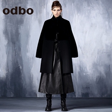 odbo/欧迪比欧2017年冬原创设计师潮牌女装两面穿羊毛皮中长外套图片