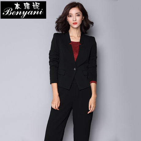大码女装通勤小西装女修身短外套韩版长袖短款西服OL职业装商品大图