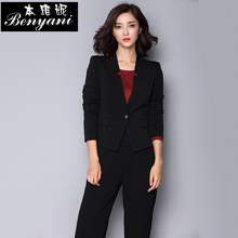 大码女装通勤小西装女修身短外套韩版长袖短款西服OL职业装图片