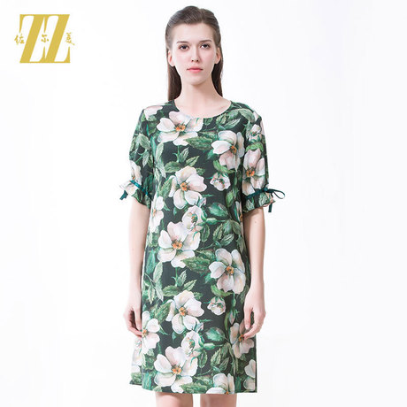佐尔美夏装新品真丝连衣裙 时尚气质宽松桑蚕丝裙子女E62LS08商品大图