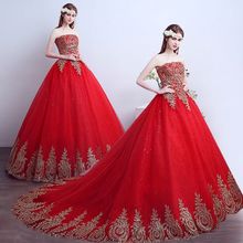 婚纱礼服新娘齐地红色婚纱拖尾婚纱2019新款 大码 显瘦抹胸修身 春季