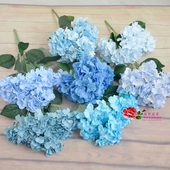 仿真花蓝色绣球花把束多头5头7头宝蓝天蓝蒂芙尼蓝绢花婚庆