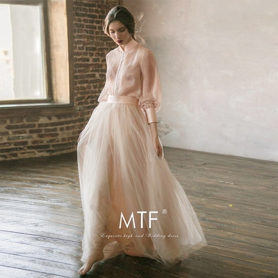 满庭芳婚纱2018新款新娘结婚春季韩版简约齐地长袖礼服森系轻婚纱