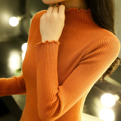 半高领毛衣女秋冬韩版新款套头长袖百搭修身短款针织打底衫女加厚