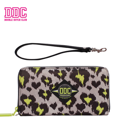 DDC 灰底黑豹纹多功能长夹钱包女
