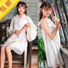 外披吊带连衣裙短裙背心裙 改良汉服两件套绣花大袖 包邮 新款 夏装