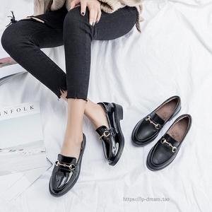 学生英伦风一脚蹬复古小皮鞋