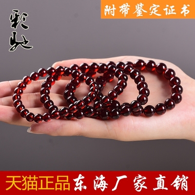 彩驰收藏级8A石榴石手链 戒面级酒红石榴石单圈多圈手串水晶项链