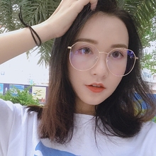 潮护眼眼镜女防辐射蓝光网红平光镜大框圆脸素颜配近视眼镜框 韩版