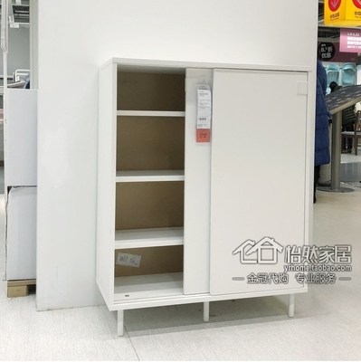 宜家 马凯帕 推拉门鞋柜/储藏柜可叠放80x35x102白色国内代购