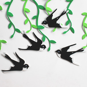 幼儿园教室墙报布置用品泡沫绿叶柳树条春天主题燕子装饰墙贴