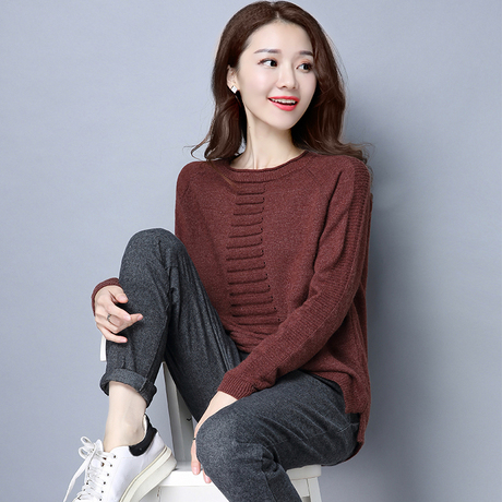 秋装新款女装2018针织衫女套头慵懒风毛衣宽松韩版百搭长袖打底衫商品大图