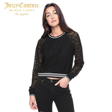 Juicy Couture蕾丝拼接性感镂空长袖圆领套头衫上衣图片