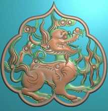 精雕图浮雕图麒麟椅靠背