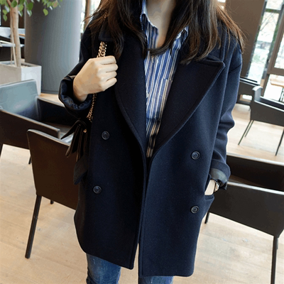 2018新款韩版学生加厚短款反季清仓毛呢外套春秋女装双面呢大衣女
