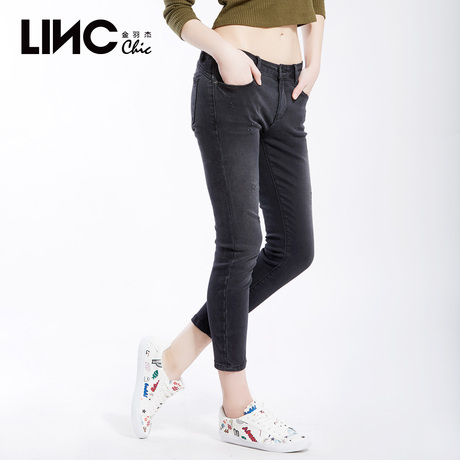 LINC/金羽杰2017春装新款时尚百搭修身九分牛仔裤女7211822商品大图
