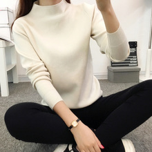 女装2018秋冬季新款短韩版半高领长袖打底衫针织衫套头毛衣线宽松图片