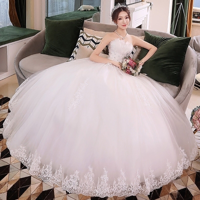 轻婚纱礼服2018新款新娘结婚抹胸显瘦简约齐地蓬蓬裙出门纱超仙女