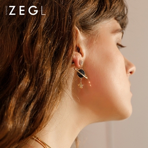 不对称星星月亮耳环长款耳坠