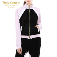 Juicy Couture休闲舒适天鹅绒拼色高领运动卫衣夹克外套图片