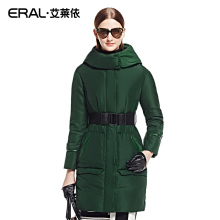 ERAL/艾莱依冬季修身轻薄拼皮羽绒服女中长款休闲外套6076D-QC图片