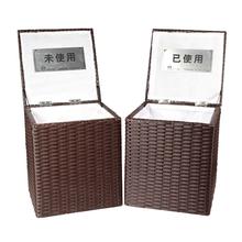 套箱坐凳换鞋 凳收纳箱 套放置篓回收筐鞋 多功能仿藤布鞋