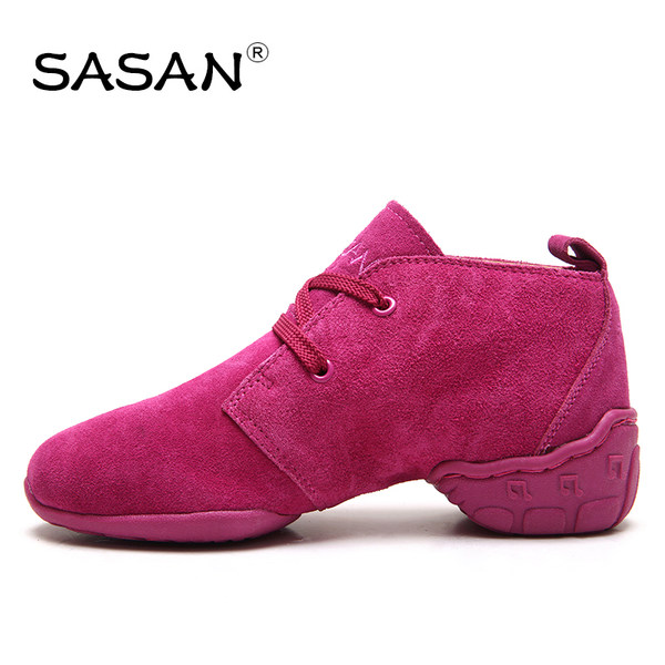 sasan时尚舞蹈鞋女成人广场舞鞋现代中跟软底爵士舞鞋透气跳舞鞋
