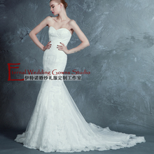 婚纱2014冬 鱼尾法国蕾丝绑带修身 显瘦婚纱礼服新款 抹胸款 et15