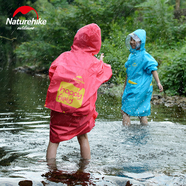 Naturehike挪客户外儿童雨衣厚小学生小孩带书包位男女童防水雨披