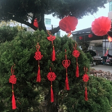 饰品挂件 小红灯笼装 婚庆春节新年节日场景布置 结婚喜字挂饰盆景