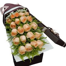 肇庆鲜花红香槟玫瑰花束礼盒同城速递端州鼎湖四会生日配送花店
